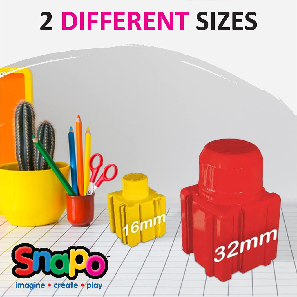 Snapo Jr. Advanced Builder's Kit - 80 pcs - Colorful Blocks & Wheels, Connect On All 6 Sides, 3D Building Toy, Snap-Slide-Rotate, Toddlers Kids 18mo+