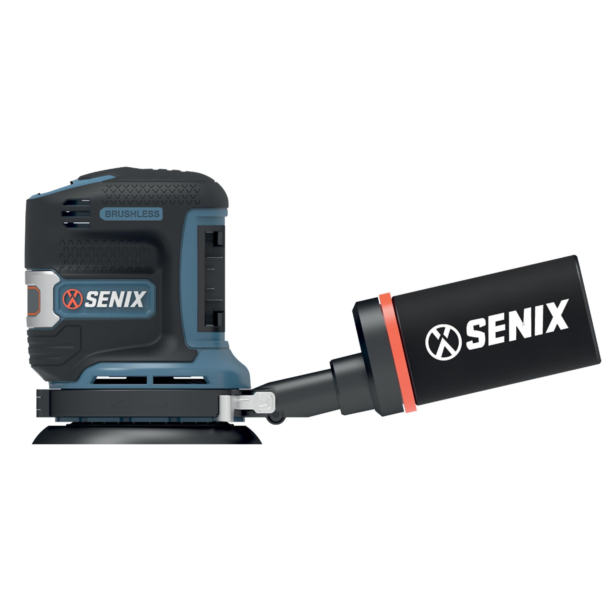 SENIX 20V Random Orbit Sander,5 Inch Power Palm Electric with 3 Speed Modes,Dust Collection Bag,3 Pcs Sandpaper Sheets for Woodworking w/Safety Glasses(Tool Only,No Battery)