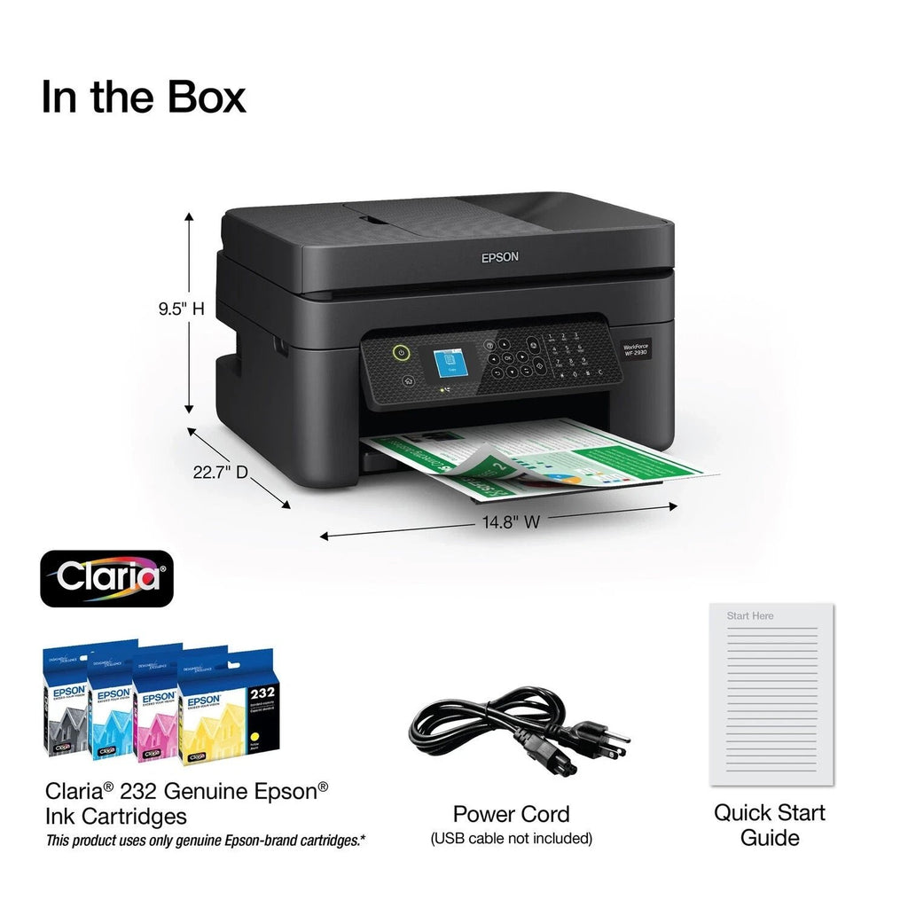 Epson WorkForce WF-2930 Wireless All-in-One Color Inkjet Printer C11CK63201