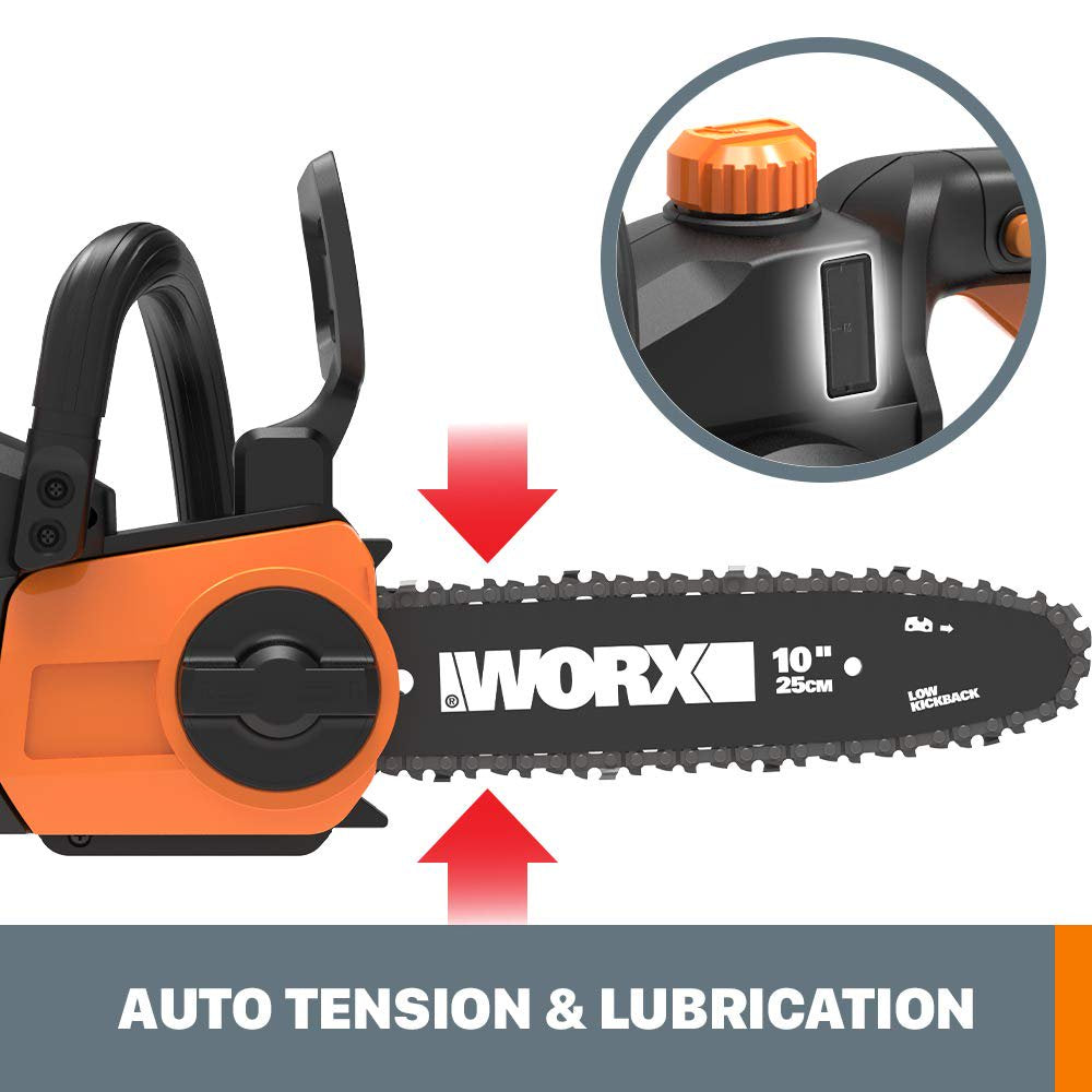 Worx 20V 10" Cordless Chainsaw Power Share with Auto-Tension (Tool Only) - WG322.9